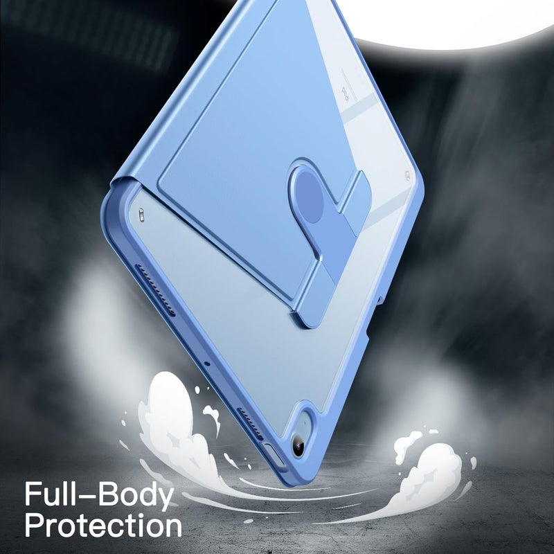 Jetech حافظة دوارة لجهاز iPad Air 11 بوصة M3/M2 (2025/2024)، iPad Air 5/4 (2022/2020 الجيل الخامس/الرابع)، غطاء واقي دوار 360 درجة مع ظهر شفاف، استيقاظ/نوم تلقائي (أزرق سماوي) - Image 4